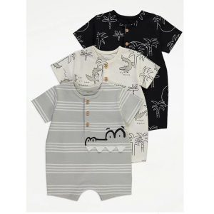 Crocodile Palm Tree Rompers 3 Pack