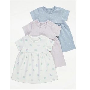 Floral and Polka Dot T-Shirt Dresses 3 Pack