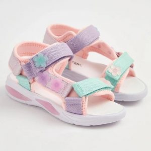 Pink Flower Chunky Light Up Trekker Sandals