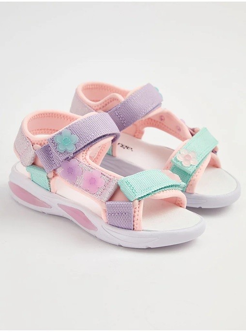 Pink Flower Chunky Light Up Trekker Sandals