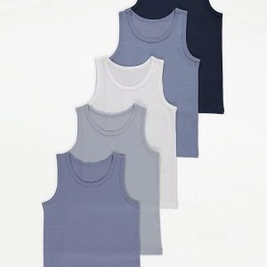 Blue Plain Vests 5 Pack