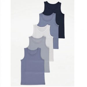 Blue Plain Vests 5 Pack
