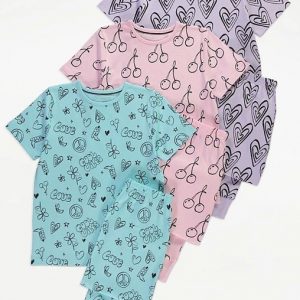 Pastel Cool Vibes Sketch Short Sleeve Pyjamas 3 Pack