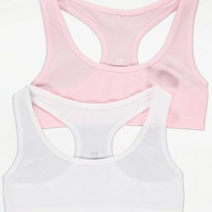 White/Pink Seam Free Crop Tops 2 Pack