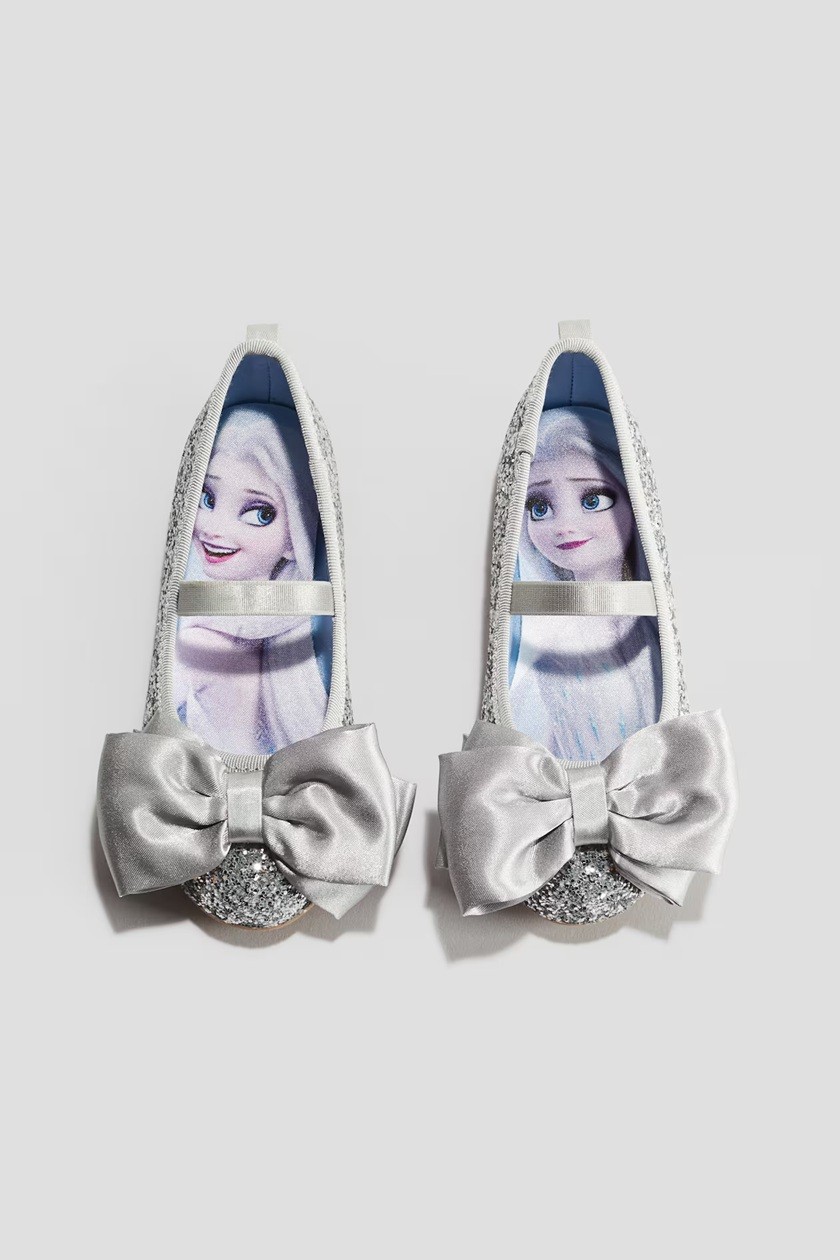 Glittery Ballet Pumps - Silver/Frozen