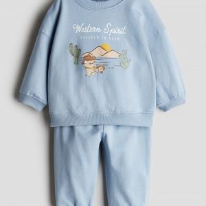 2-piece Sweatshirt Set - Dusty Blue