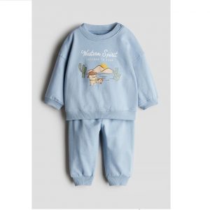 2-piece Sweatshirt Set - Dusty Blue