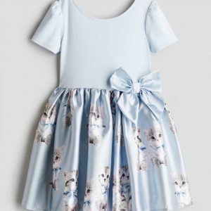 Flared-skirt Dress - Light Blue