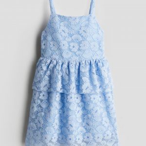 Flounce-trimmed Lace Dress