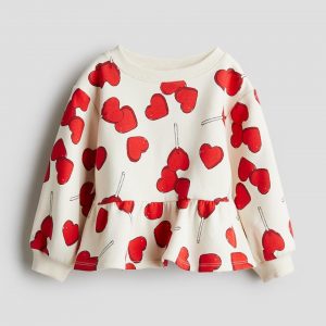 Peplum Sweatshirt - Cream/Hearts