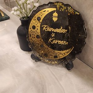 Resin Ramadan Plaque With Stand - Black