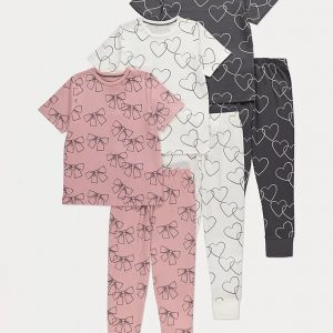 Hearts and Bows Short Sleeve Pyjamas 3 Pack