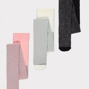 Sparkle Knitted Tights 3 Pack - Silver Set
