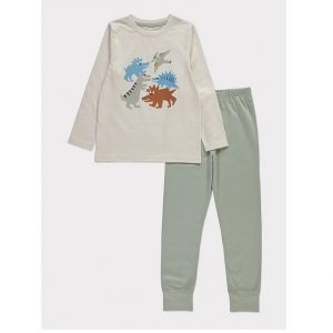 Cream Dinosaur Graphic Long Sleeve Pyjamas