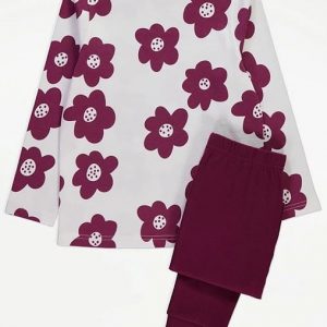 Burgundy Floral Long Sleeve Pyjamas