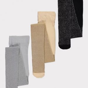 Sparkle Knitted Tights 3 Pack/Gold Set