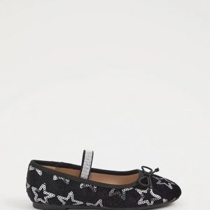 Black Velvet Star Sequin Ballet Shoes