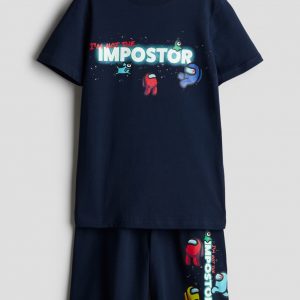 Dark Blue T-shirt & Shorts Set