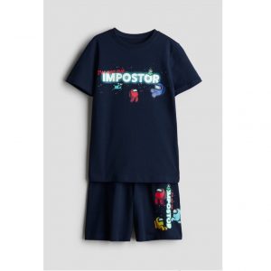 Dark Blue T-shirt & Shorts Set