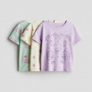 3-Pack Printed Jersey Tops/Purple
