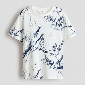 Printed Cotton T-shirt/Marbled