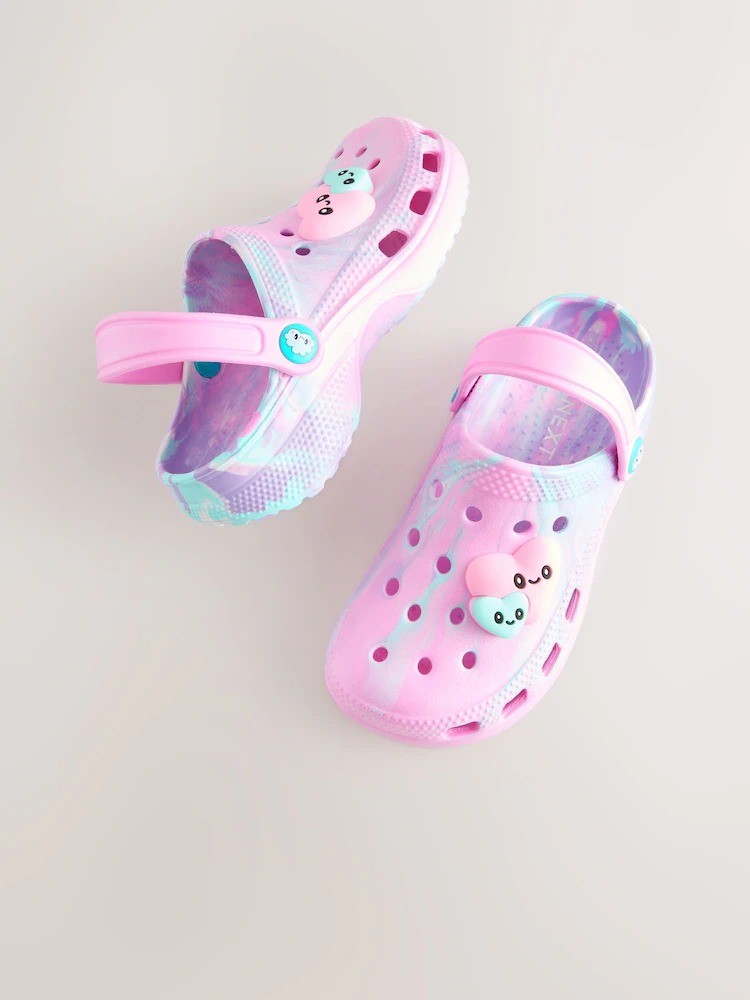 Pink Heart Marble Clogs