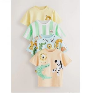 Multi Safari Animal Short Sleeve T-Shirts 4 Pack