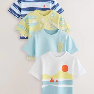 Blue/Yellow Surf Short Sleeve T-Shirts 4 Pack