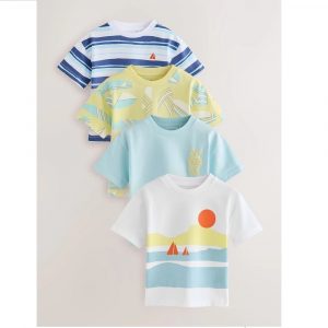 Blue/Yellow Surf Short Sleeve T-Shirts 4 Pack