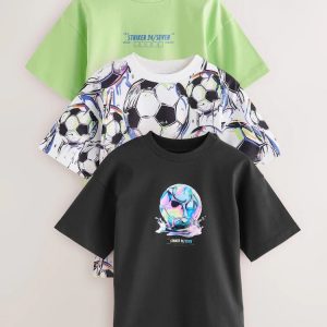 Football Relaxed Fit Graphic Print Short Sleeved 3 Pack