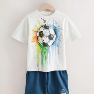 Football Graphic T-shirt & Shorts Set