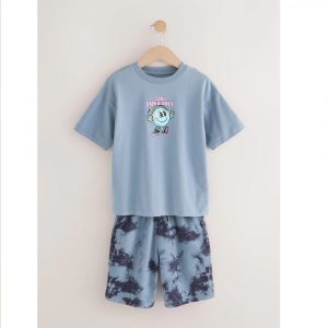 Blue Tie Dye Relaxed Fit Short Sleeve T-Shirt and Shorts Set