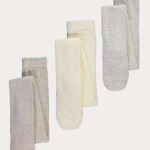 Neutral Ribbed Tights 3 Pack