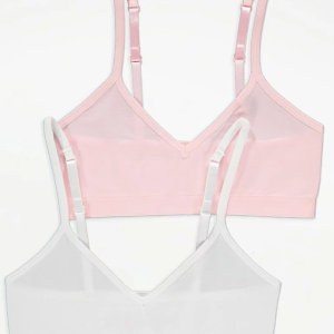 White/Pink Strappy Seam Free Crop Tops 2 Pack